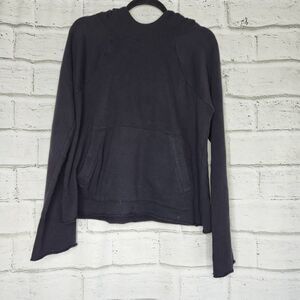 Athleta Sweatshirt Hoodie Cropped Solid Black Womens Large Athleisure Emo Casual